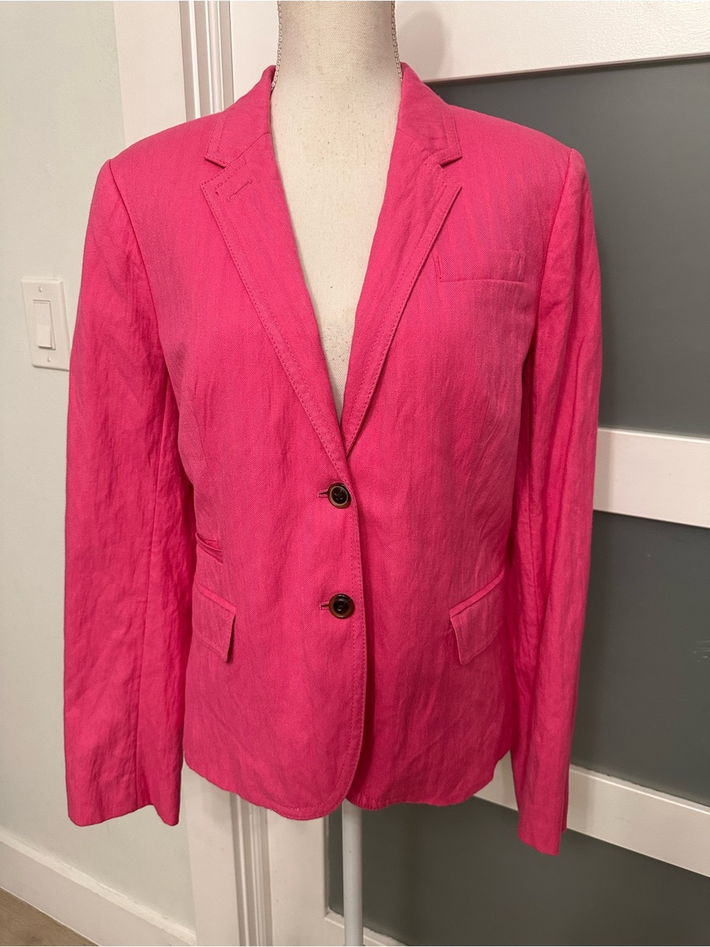 J. Crew Pink School Boy Blazer SZ 14 Rayon Blend Preppy Classic Feminine EUC